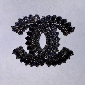 Chanel CC Brooch (blue and black crystal)